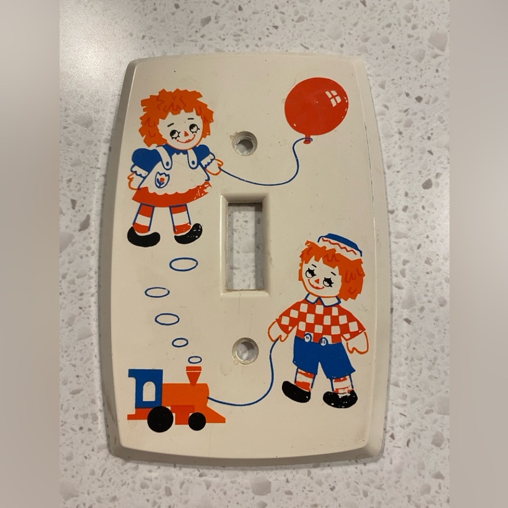 Vintage Raggedy Anne and Andy Dolls Lights Switch Plate Kids Nursery Plastic